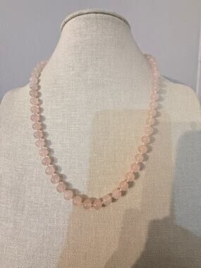 Vintage Rose Quartz Beaded Necklace 22” 48g Pink Gemstone